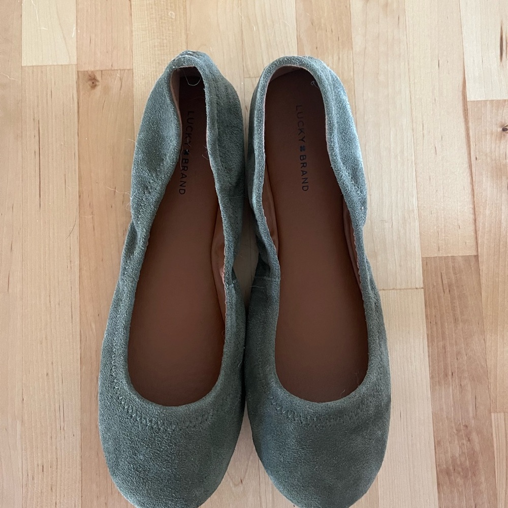 Green Suede Flats